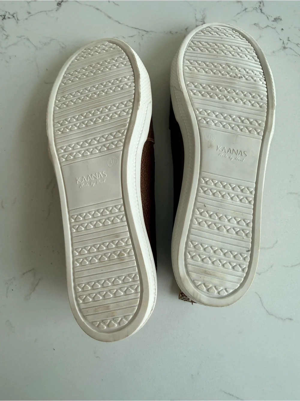 Kaanas Brown Slip On Loafer with Textured Toe 36